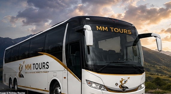Premium MM Tours branded coach — MM Tours premium branded coach artwork prepared for this website